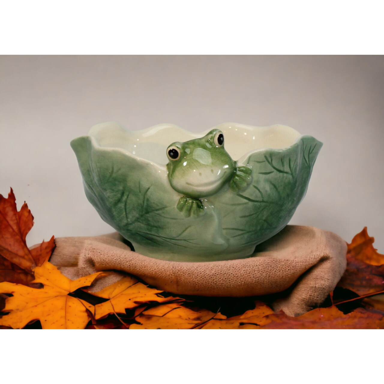 Ceramic Frog in Lily Pad Candy Bowl, Home Decor Decoration Room ceramic decor